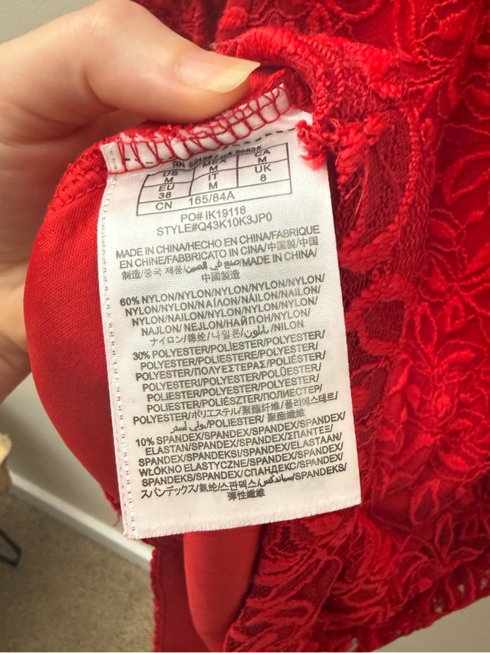 GUESS Red Floral Lace Long Sleeve Sheath Dress - Picture 9 of 9